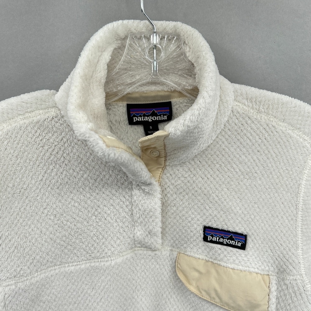 Patagonia Pullover Retool Snap-T Womens Small Polartec Pocket White Raw Linen - Picture 2 of 16